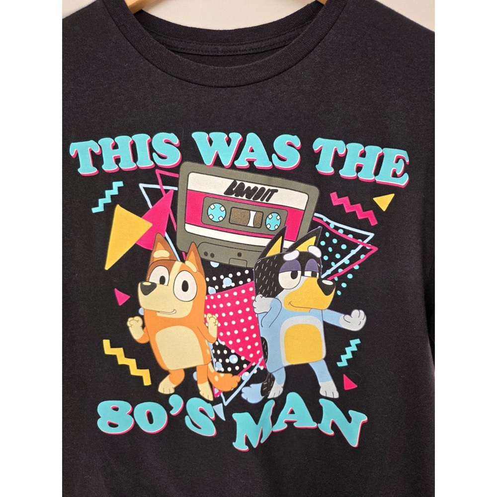 Men's Bluey "This Was The 80s Man" Black Cotton Tee Size M